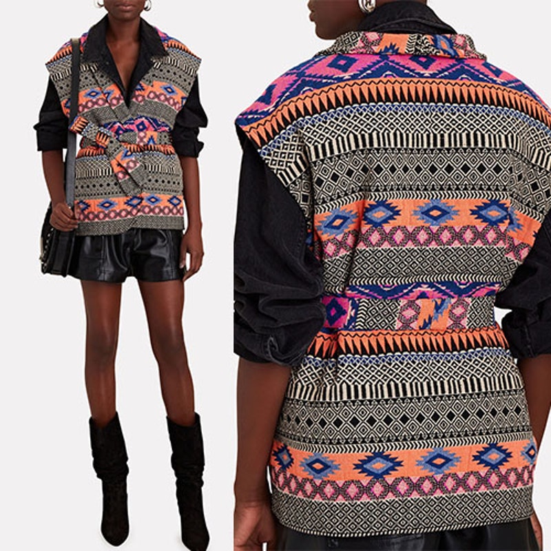 Nwt Xirena Brett Quilted Lining Belted Black Multicolor Vest Size: Small
